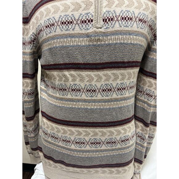 Tasso Elba Men's Sweater Size M Cotton Viscose Cashmere Silk Fair Aisle Nordic - Picture 3 of 12
